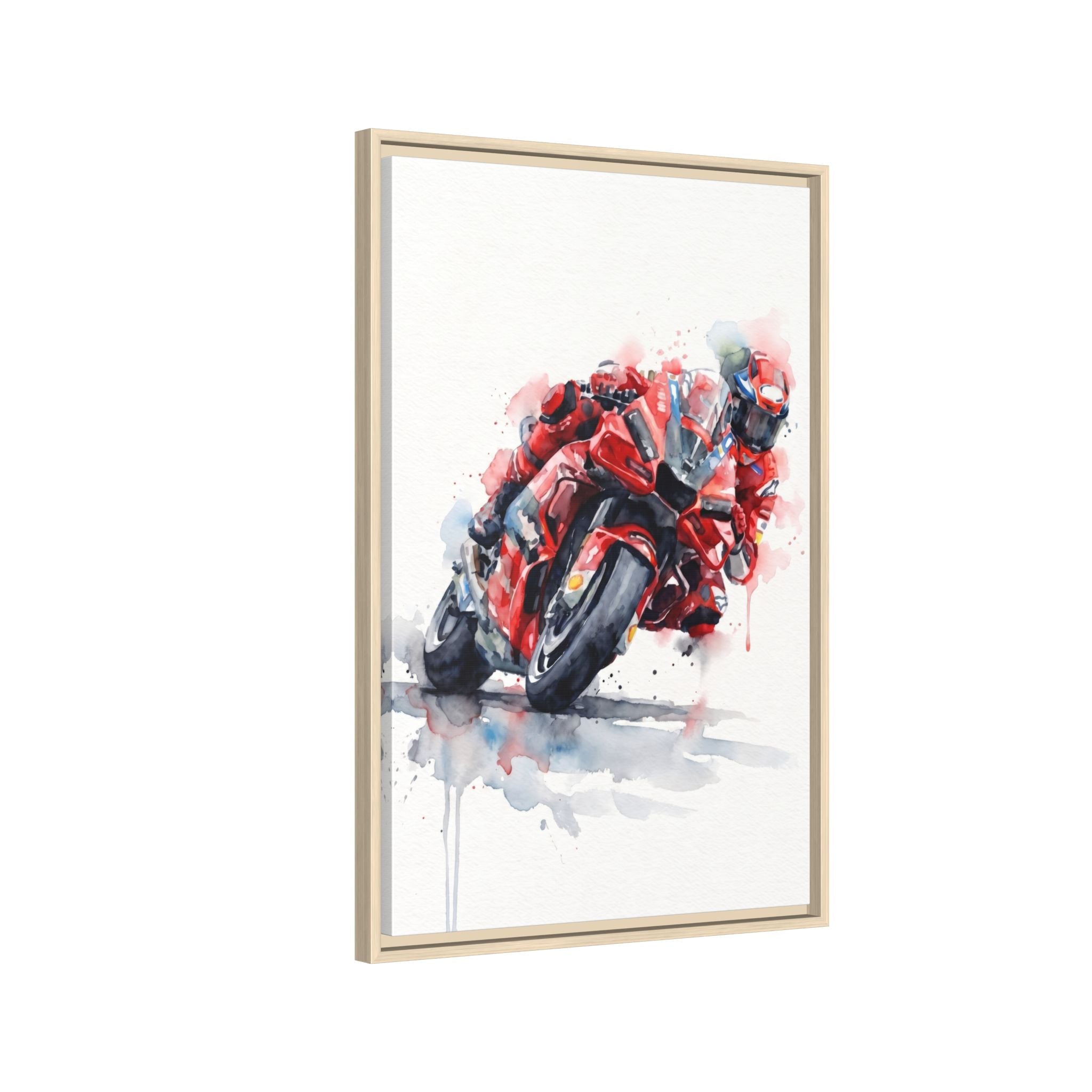 MotoGP Watercolor Print — Matte Framed Canvas