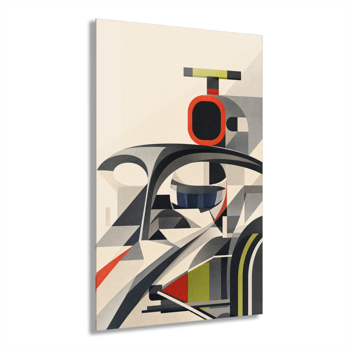 Modern F1 Car Acrylic Print — Geometric Motorsport Wall Art (French Cleat)