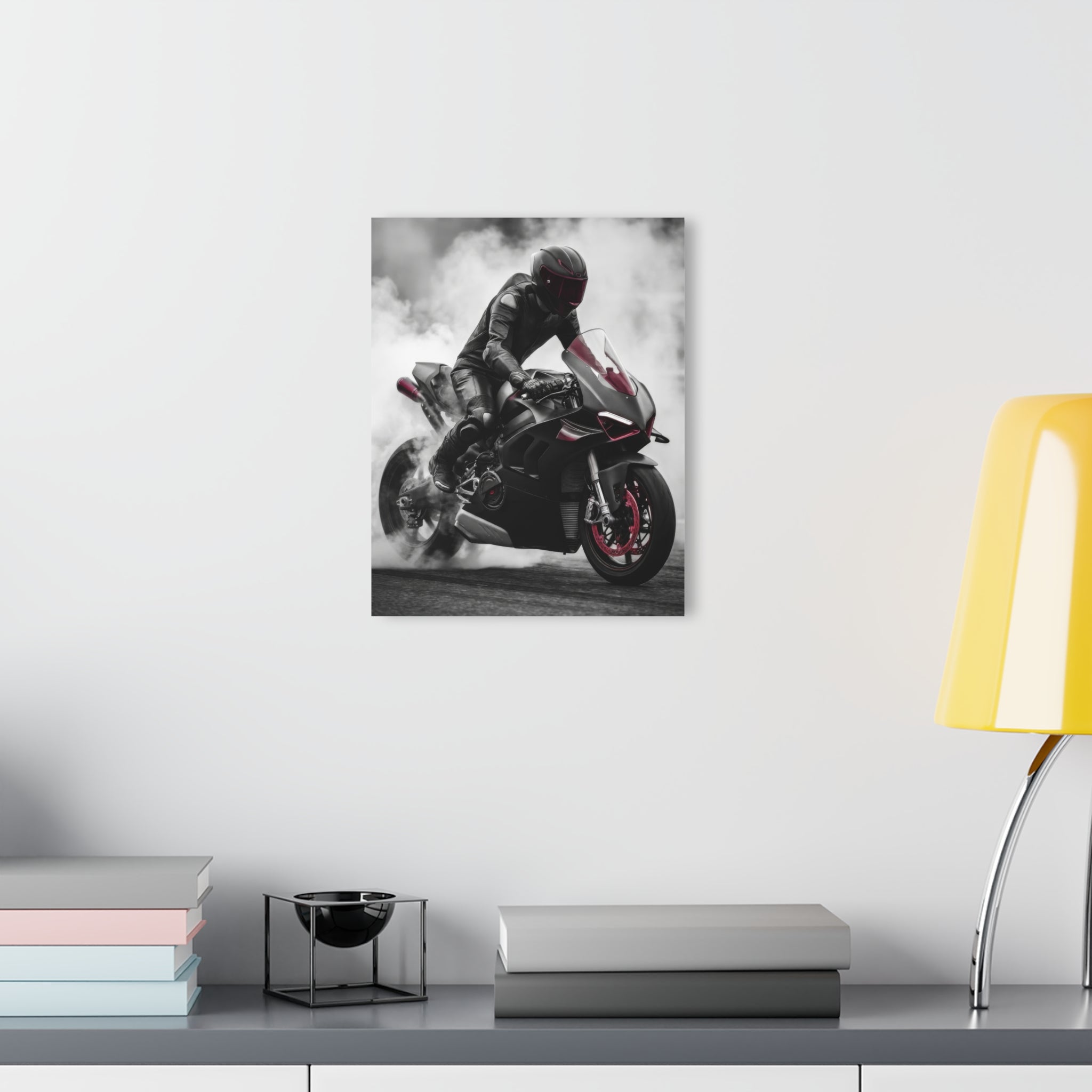 Sport Bike Acrylic Print — Motorcycle Burnout Wall Art (French Cleat Hanging)