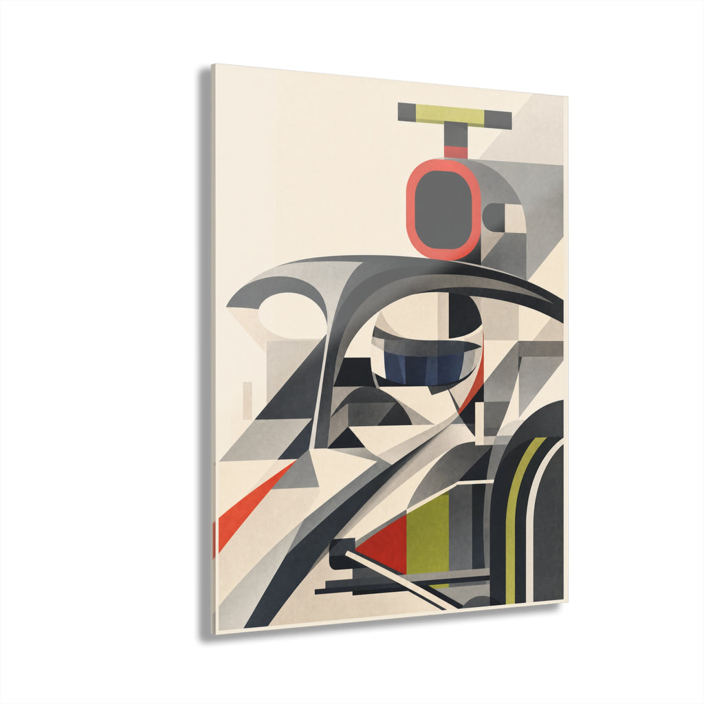 Modern F1 Car Acrylic Print — Geometric Motorsport Wall Art (French Cleat)
