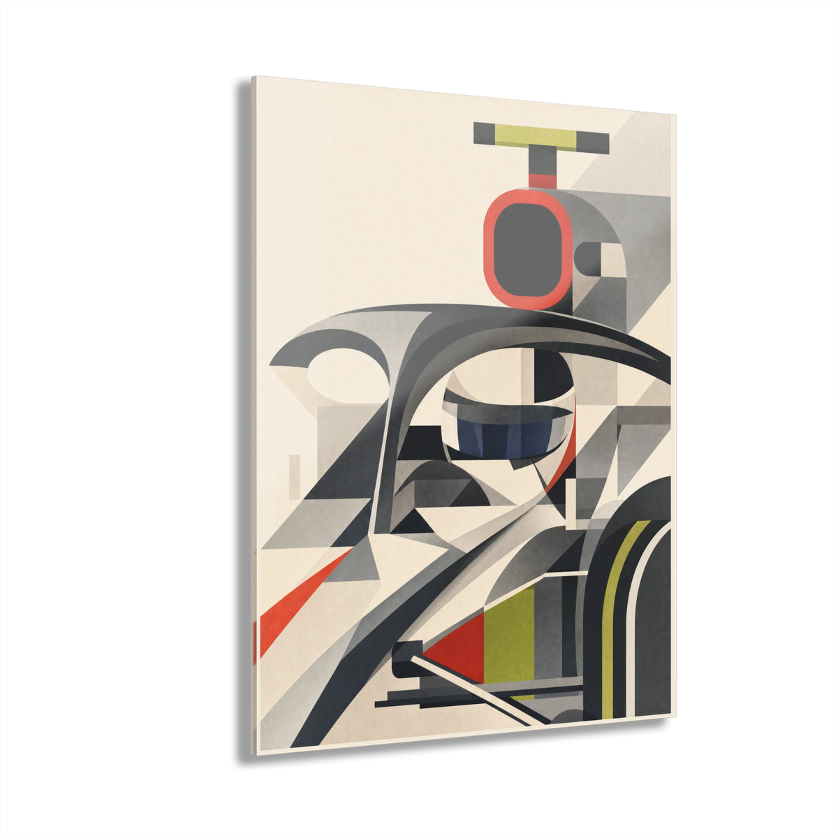 Modern F1 Car Acrylic Print — Geometric Motorsport Wall Art (French Cleat)