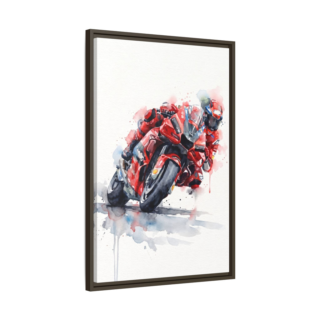 MotoGP Watercolor Print — Matte Framed Canvas