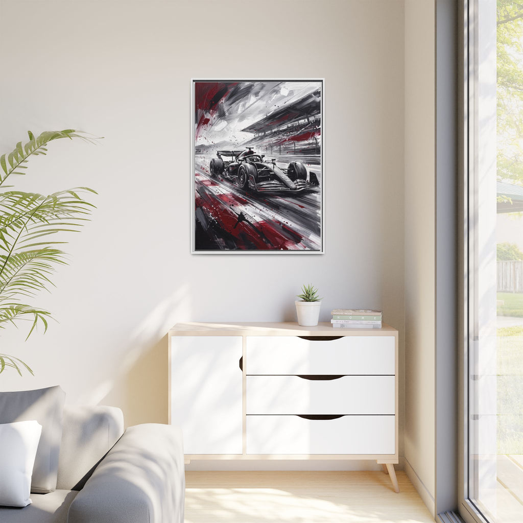 Racing Formula One Car Matte Canvas Framed Print