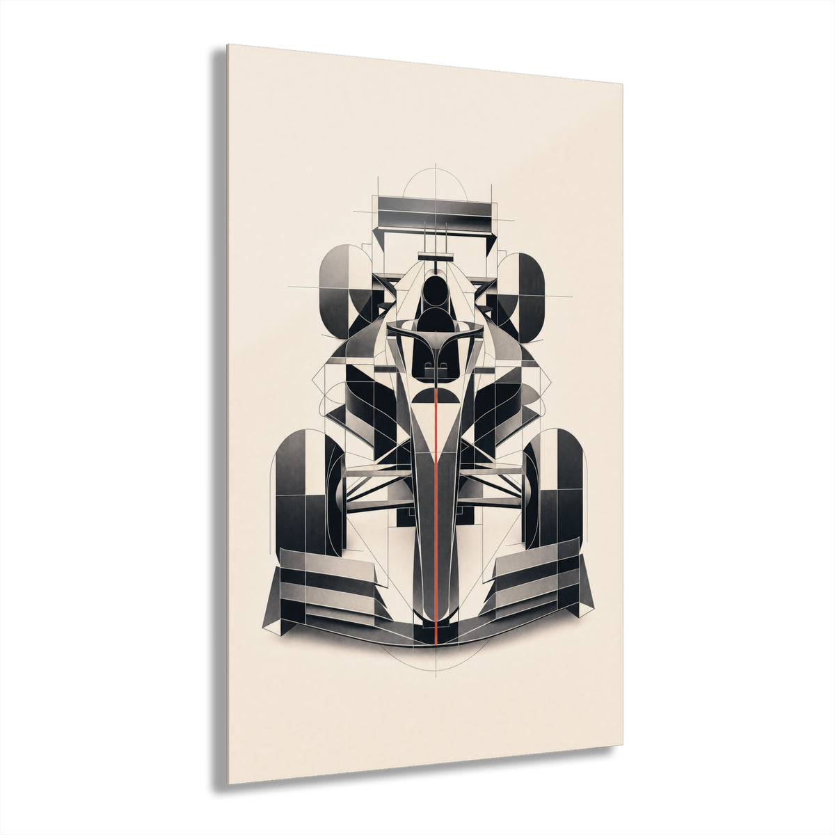 Acrylic Print — Geometric F1 Car Art (French Cleat Hanging)