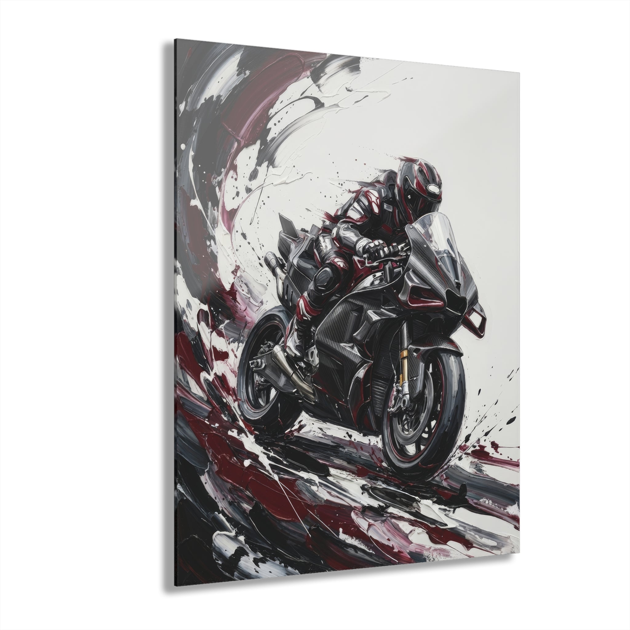 Sportbike Acrylic Wall Art — Abstract Motorcycle Print (French Cleat Hanging)