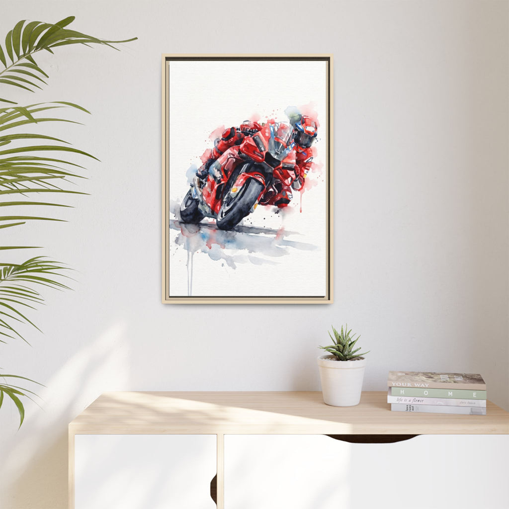 MotoGP Watercolor Print — Matte Framed Canvas