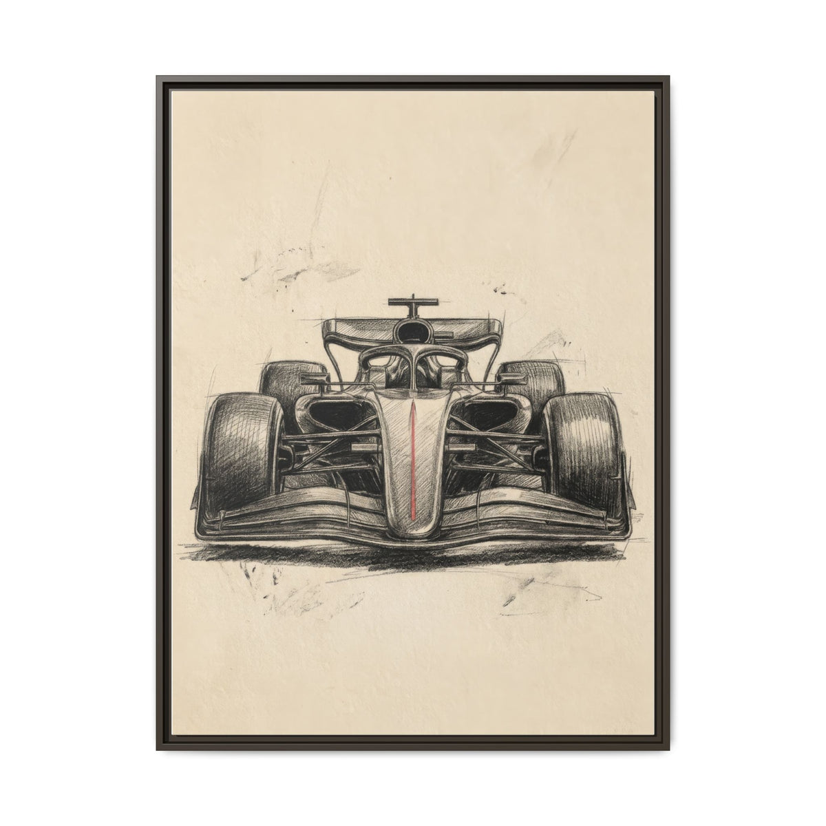 Hand-sketched F1 Race Car Matte Canvas Print — Framed Motorsport Wall Art