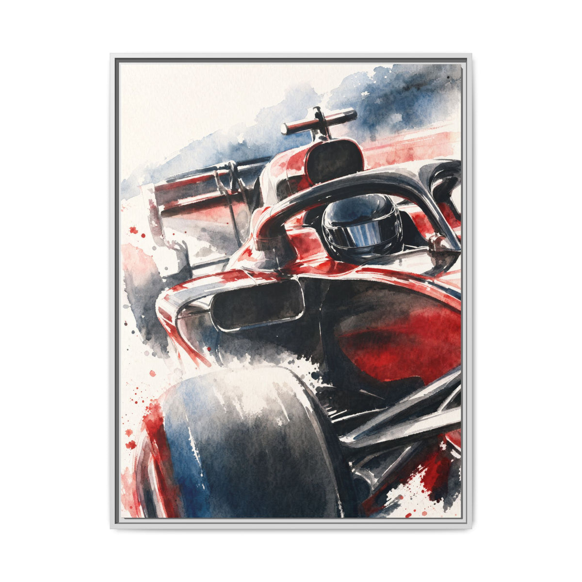 Framed Water Color F1 Car Canvas Print — Formula 1 Motorsport Wall Art
