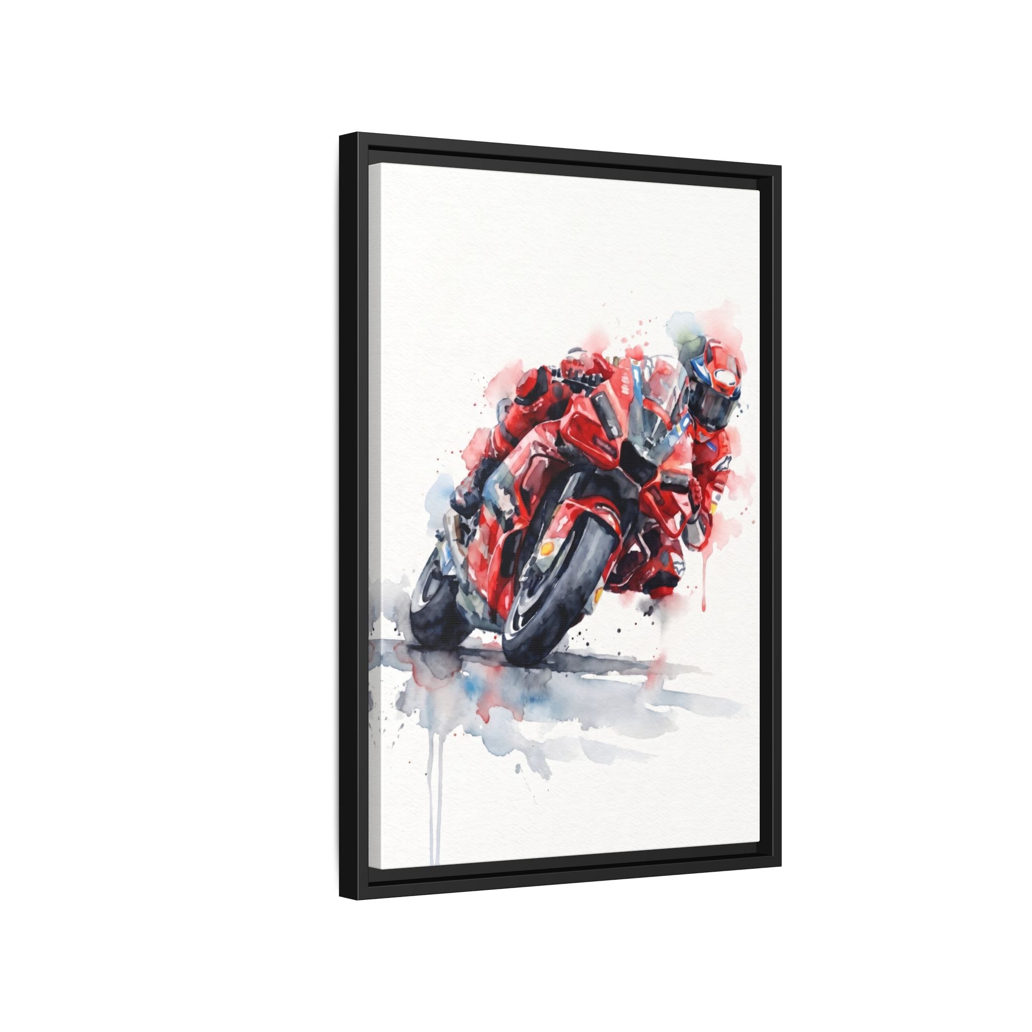 MotoGP Watercolor Print — Matte Framed Canvas