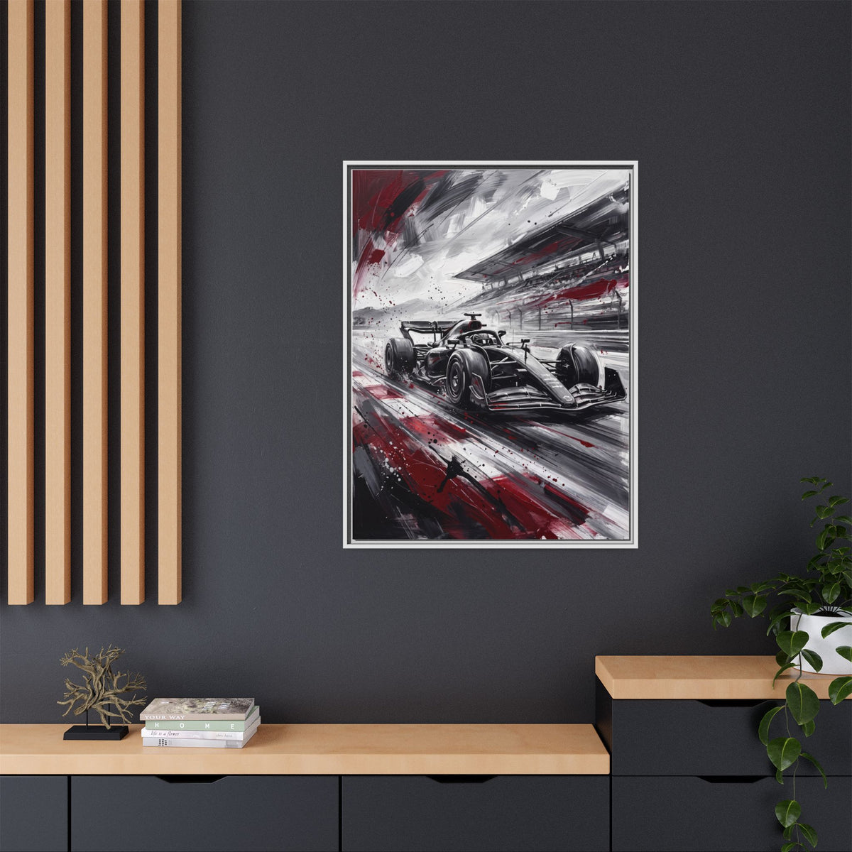 Racing Formula One Car Matte Canvas Framed Print