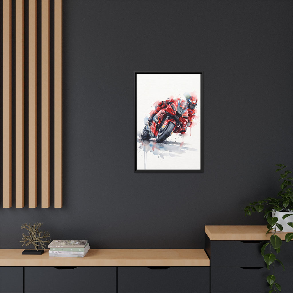 MotoGP Watercolor Print — Matte Framed Canvas