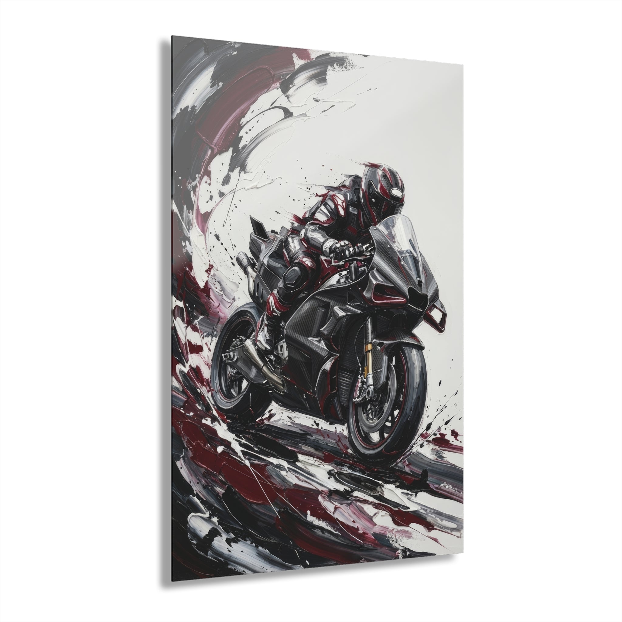 Sportbike Acrylic Wall Art — Abstract Motorcycle Print (French Cleat Hanging)