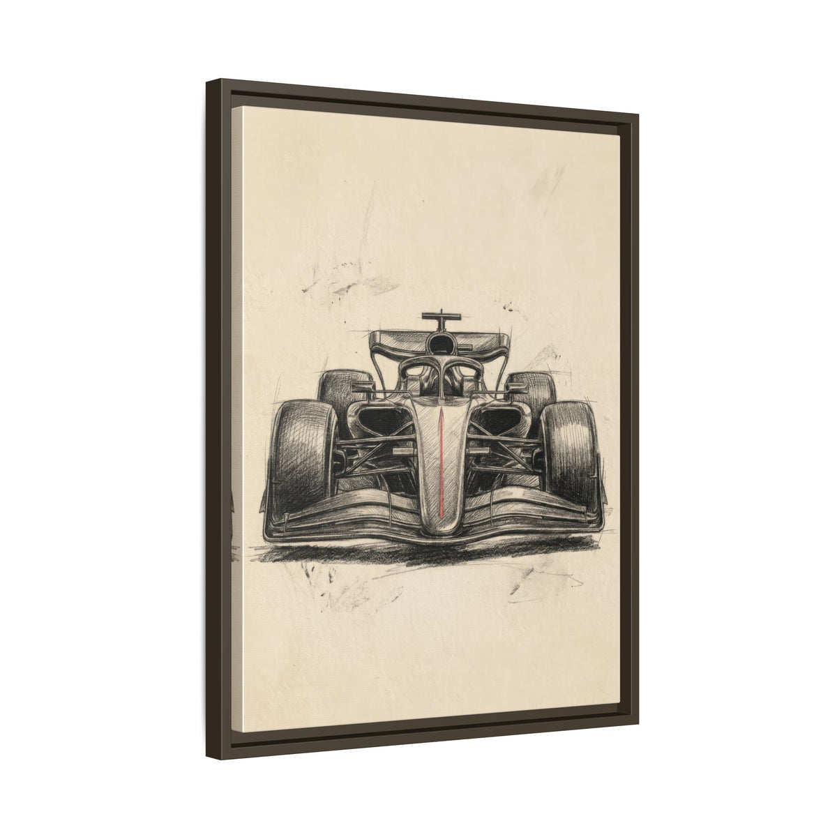 Hand-sketched F1 Race Car Matte Canvas Print — Framed Motorsport Wall Art