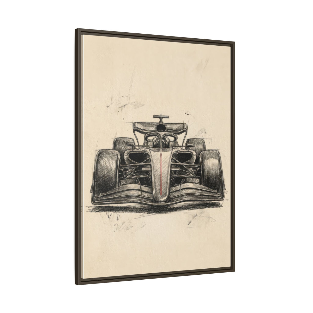 Hand-sketched F1 Race Car Matte Canvas Print — Framed Motorsport Wall Art