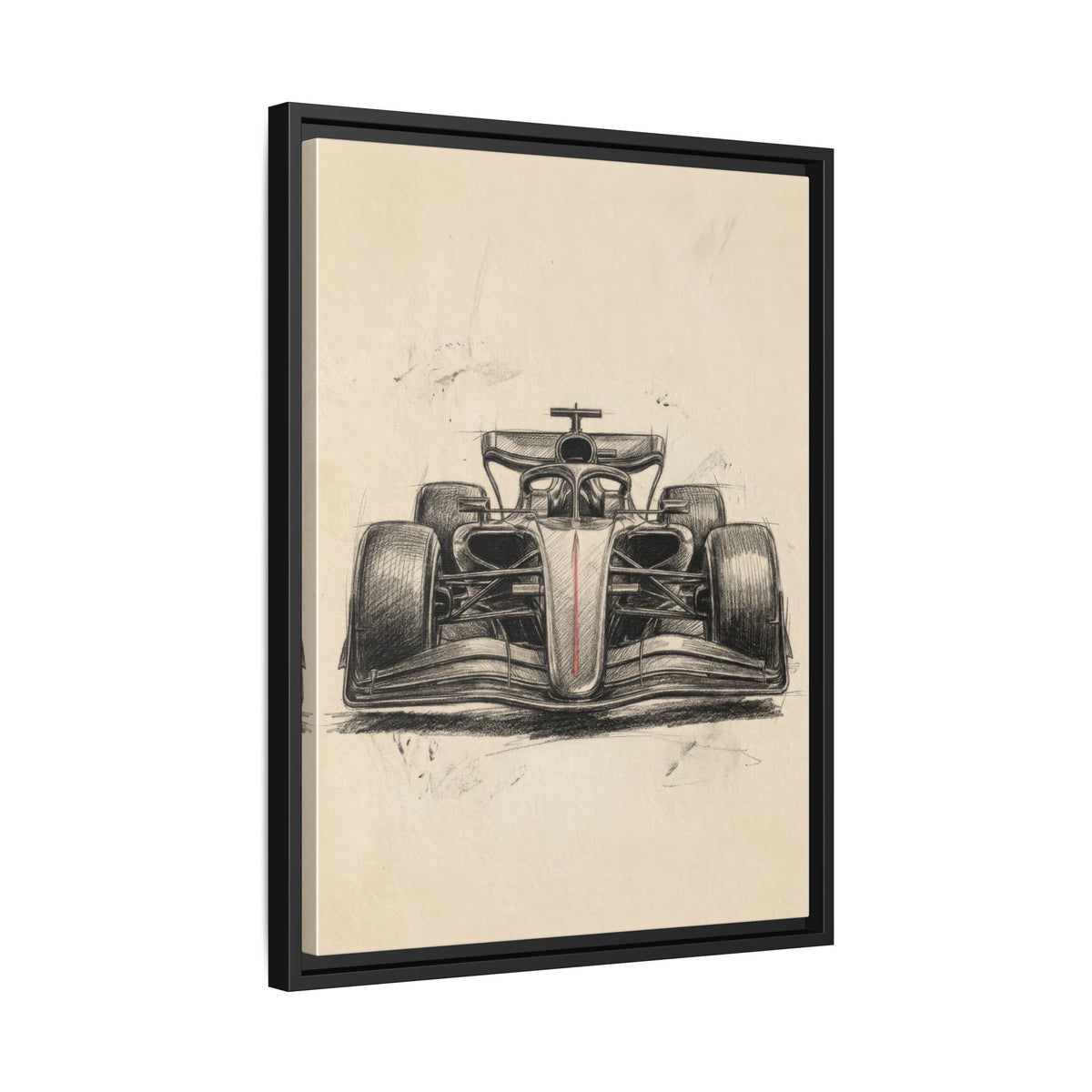 Hand-sketched F1 Race Car Matte Canvas Print — Framed Motorsport Wall Art