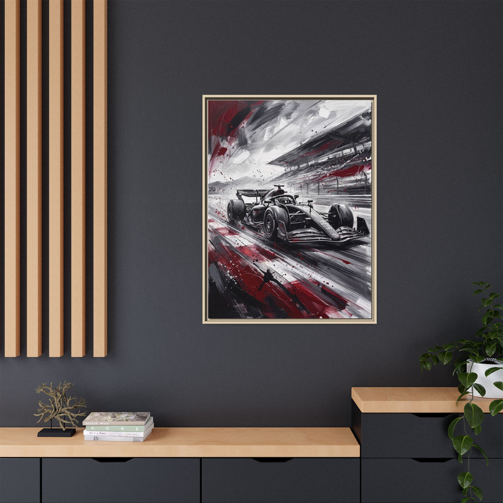 Racing Formula One Car Matte Canvas Framed Print