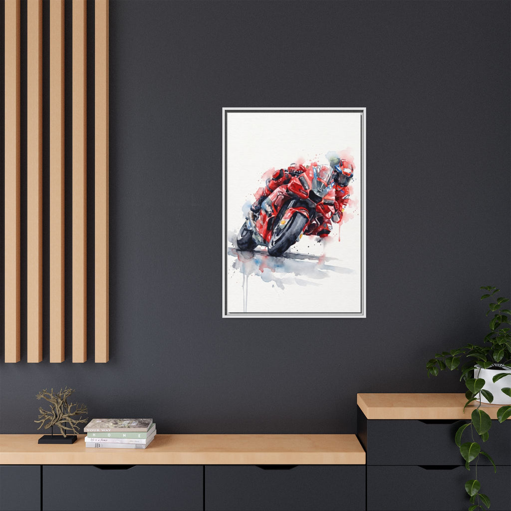 MotoGP Watercolor Print — Matte Framed Canvas
