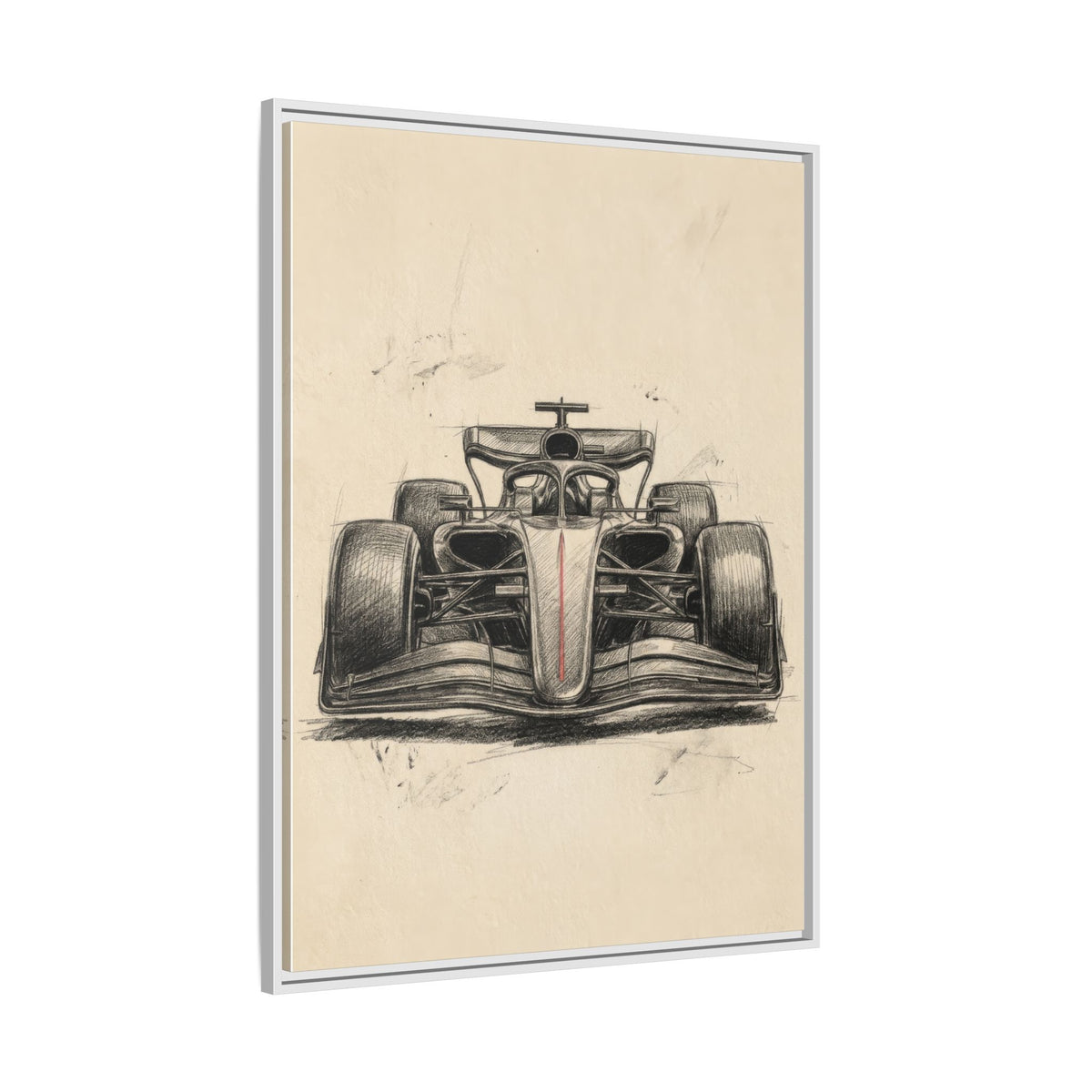 Hand-sketched F1 Race Car Matte Canvas Print — Framed Motorsport Wall Art