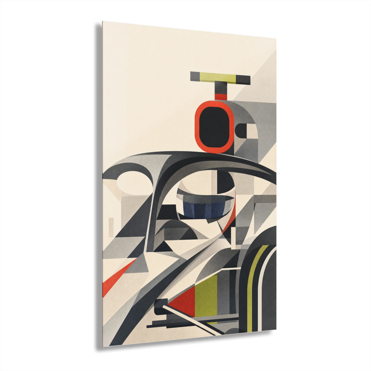 Modern F1 Car Acrylic Print — Geometric Motorsport Wall Art (French Cleat)