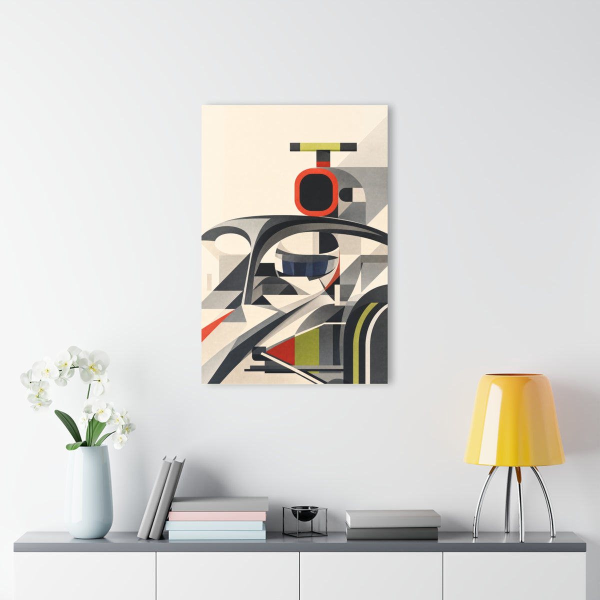 Modern F1 Car Acrylic Print — Geometric Motorsport Wall Art (French Cleat)