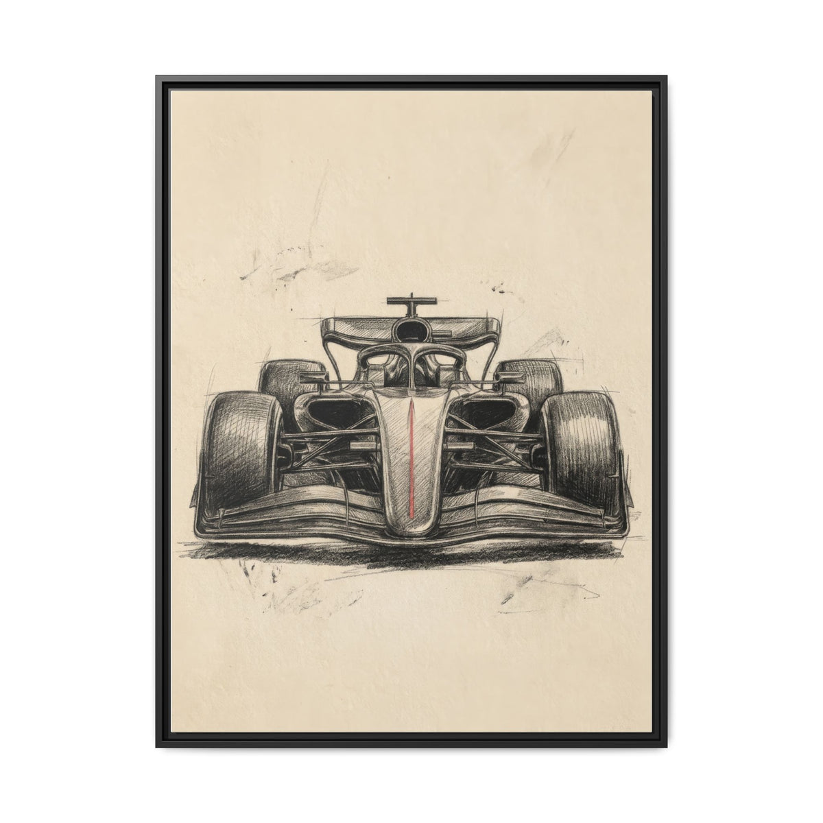 Hand-sketched F1 Race Car Matte Canvas Print — Framed Motorsport Wall Art