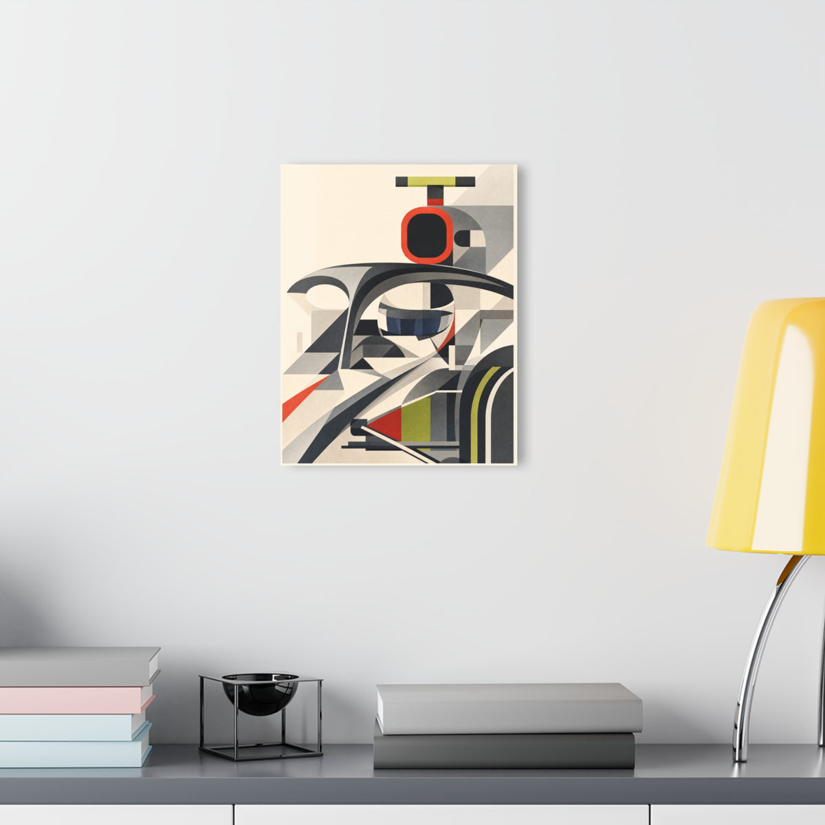 Modern F1 Car Acrylic Print — Geometric Motorsport Wall Art (French Cleat)