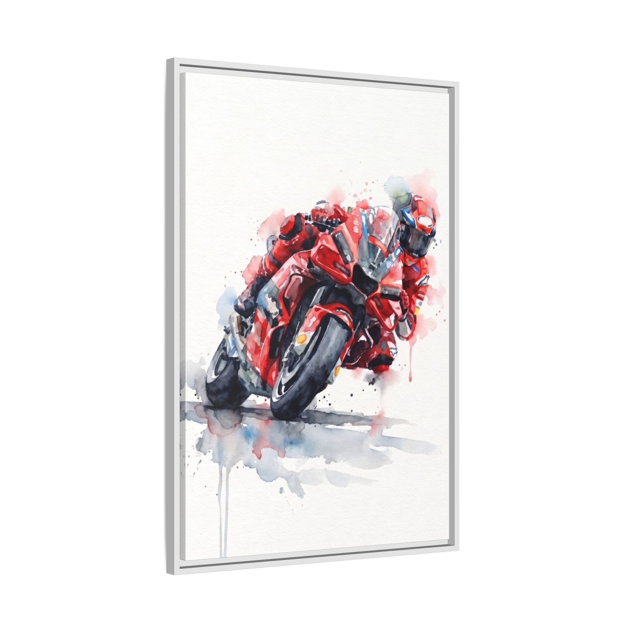 MotoGP Watercolor Print — Matte Framed Canvas