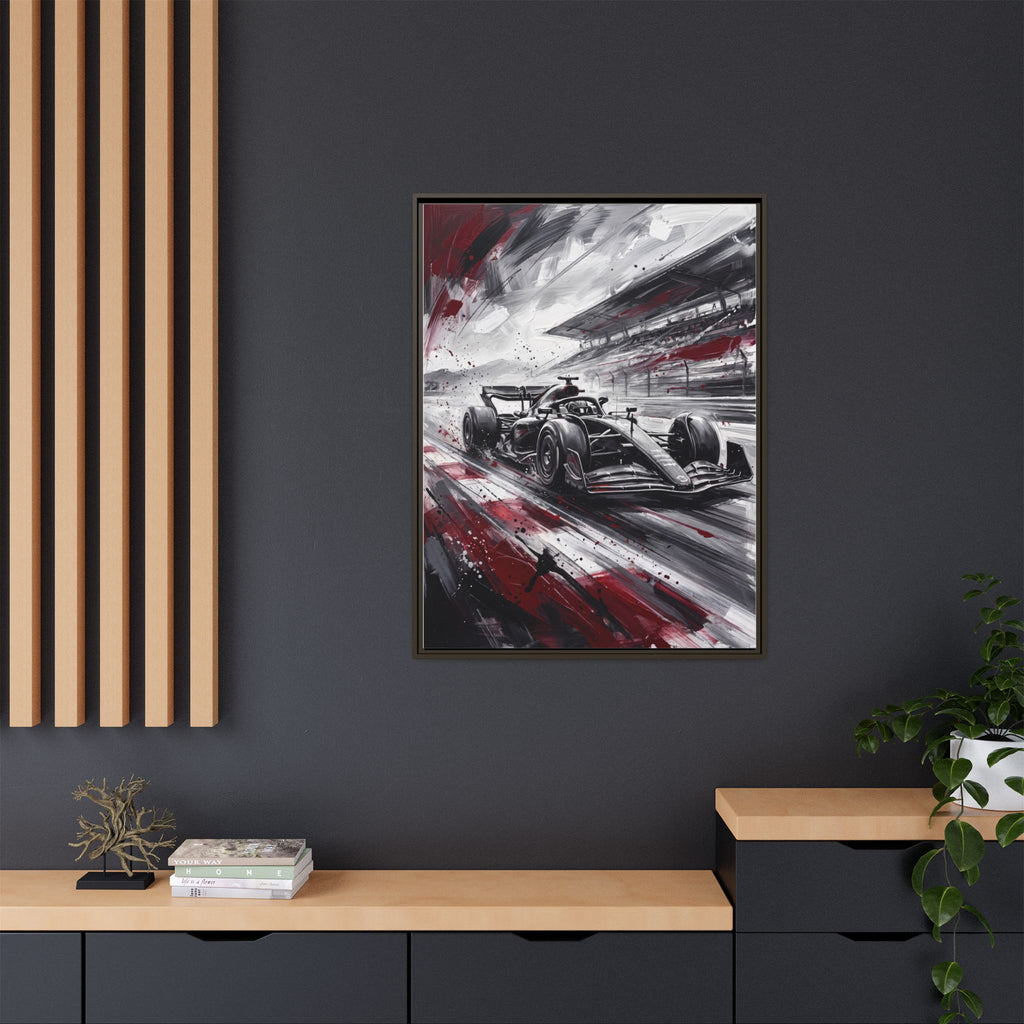 Racing Formula One Car Matte Canvas Framed Print