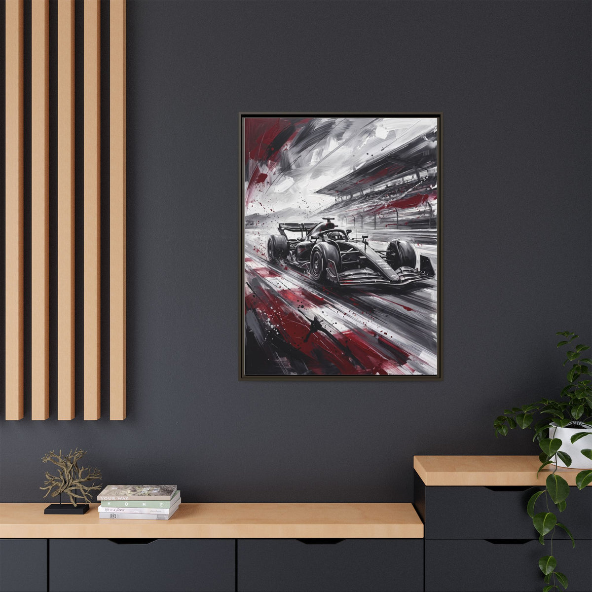 Racing Formula One Car Matte Canvas Framed Print