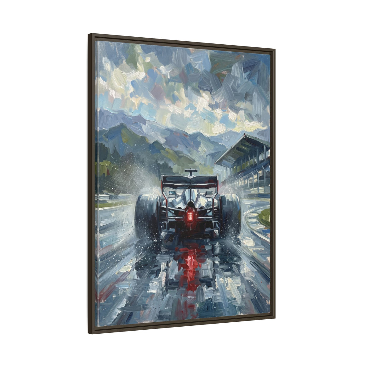 Formula One Wet Racing Car Matte Canvas Print – Framed Motorsport Wall Art