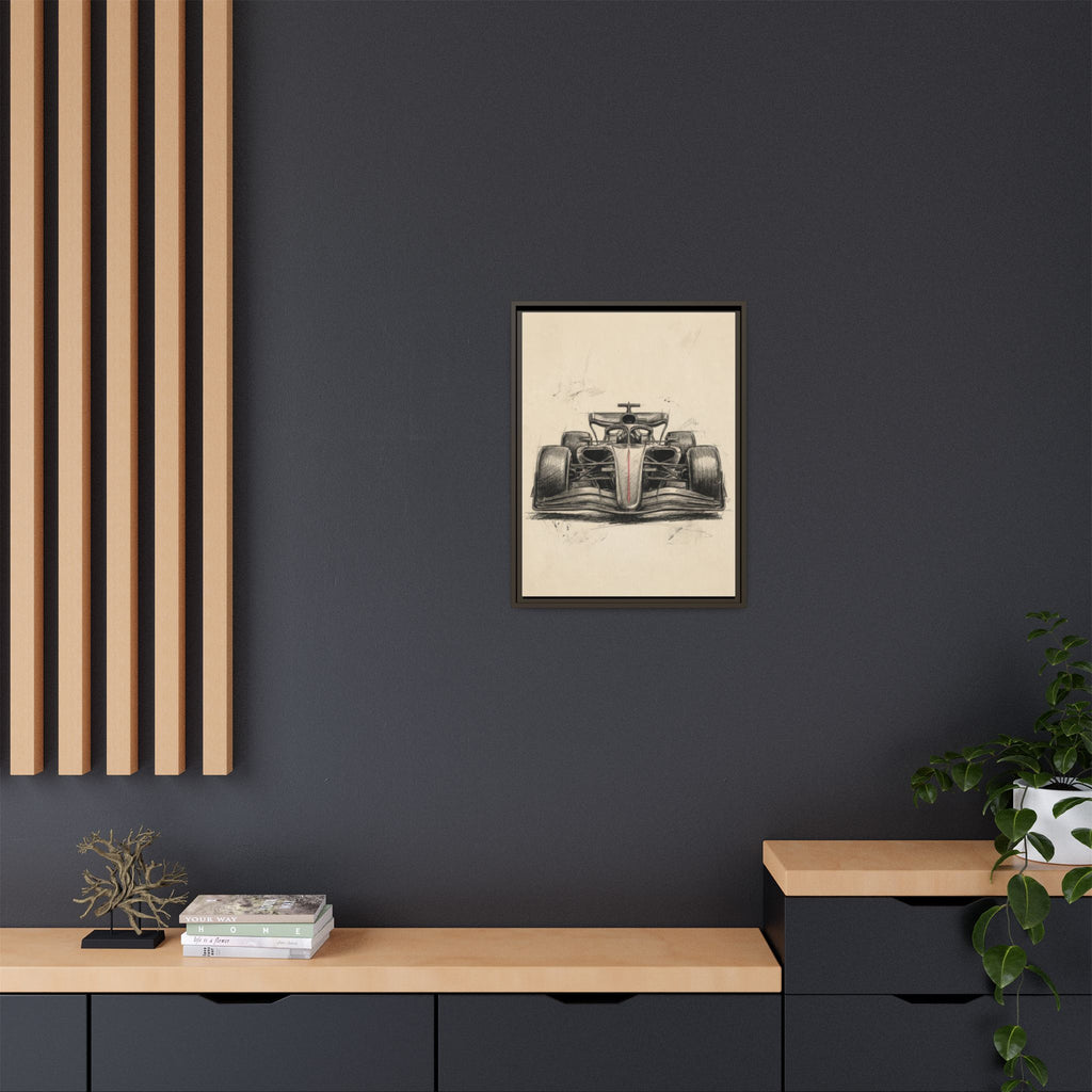 Hand-sketched F1 Race Car Matte Canvas Print — Framed Motorsport Wall Art