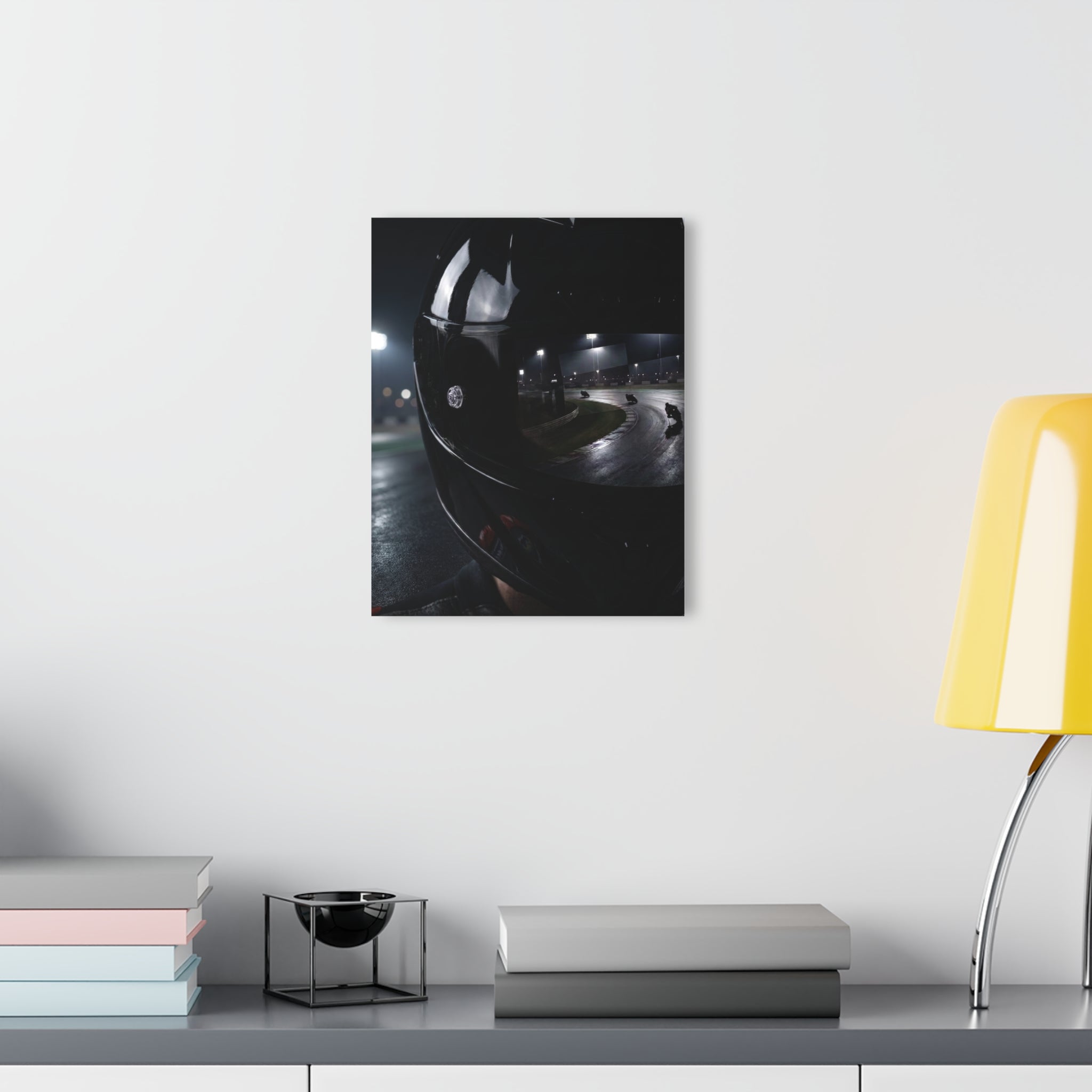 Track Nights Helmet Acrylic Print (French Cleat Hanging)