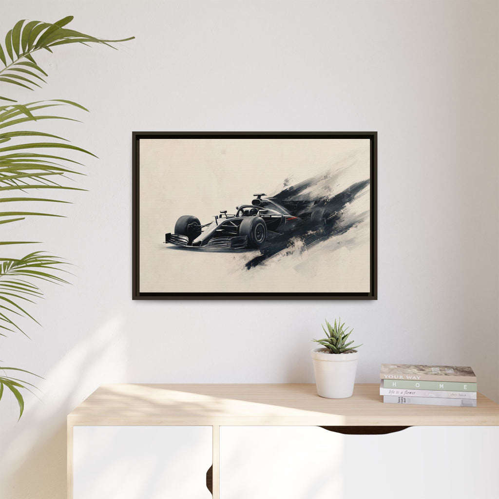 Formula One Race Car Canvas Print — Framed Matte Motorsport Wall Art
