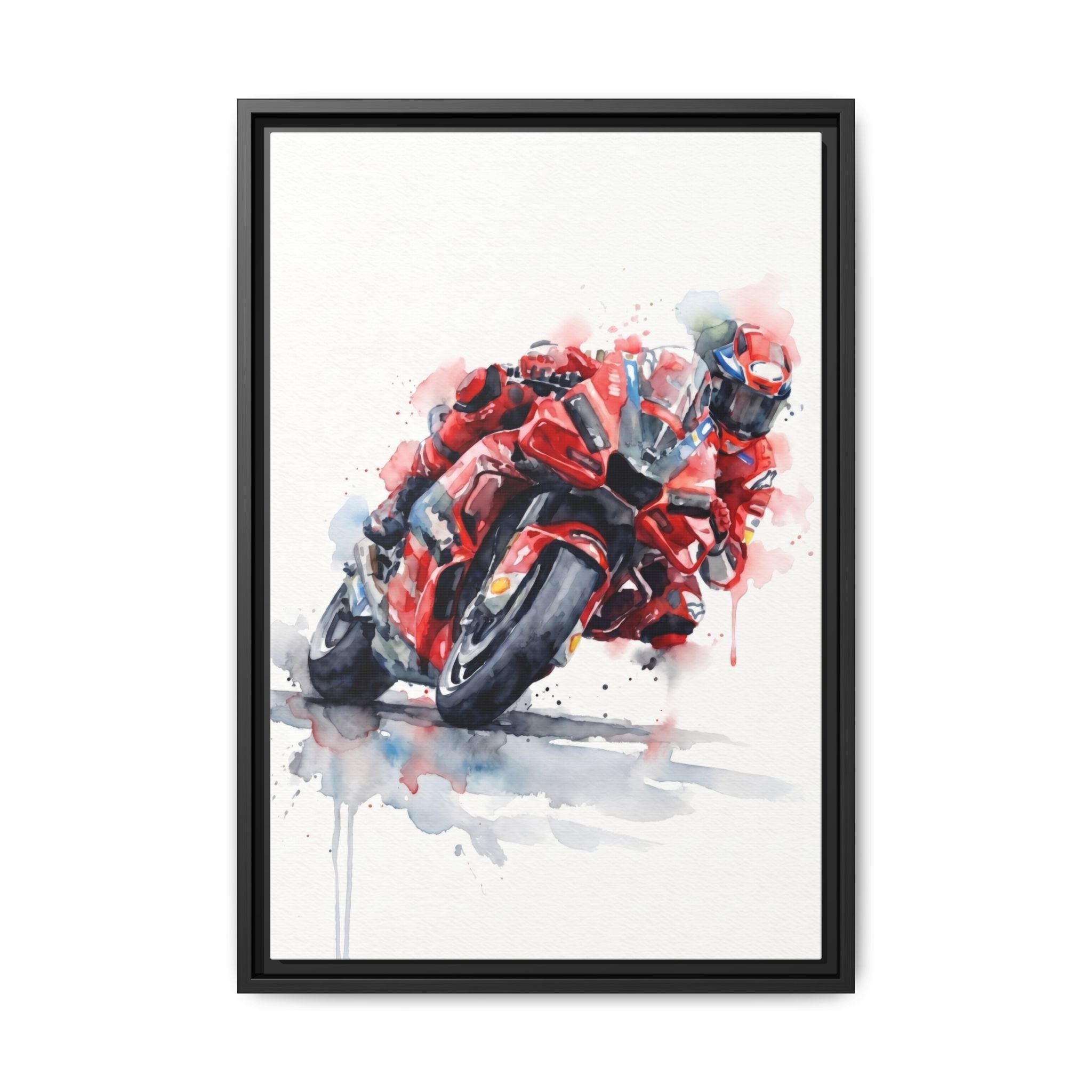 MotoGP Watercolor Print — Matte Framed Canvas