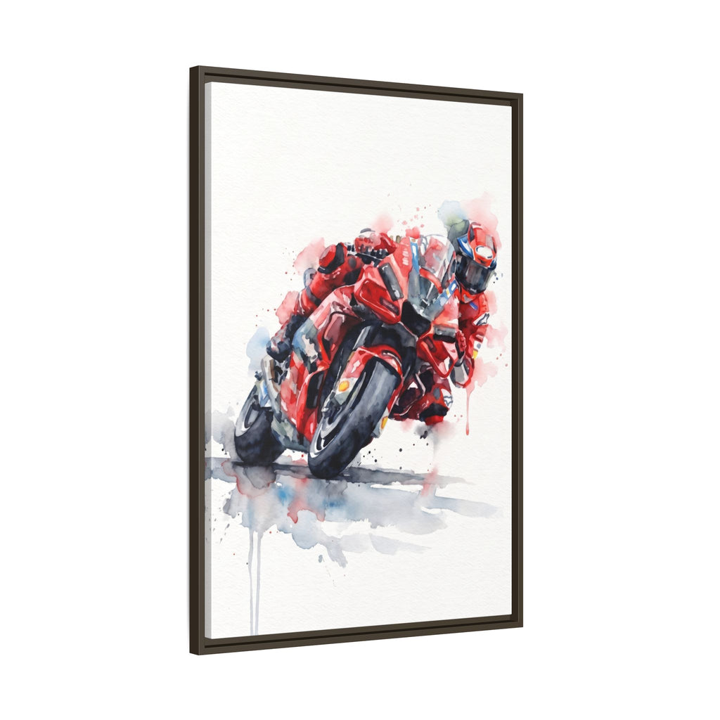 MotoGP Watercolor Print — Matte Framed Canvas
