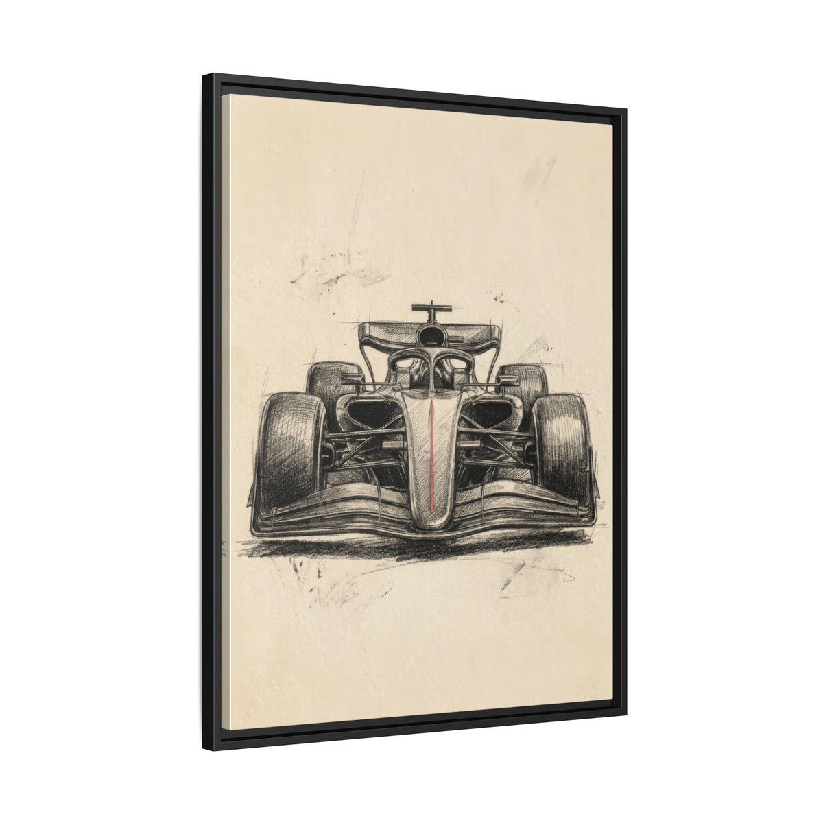 Hand-sketched F1 Race Car Matte Canvas Print — Framed Motorsport Wall Art