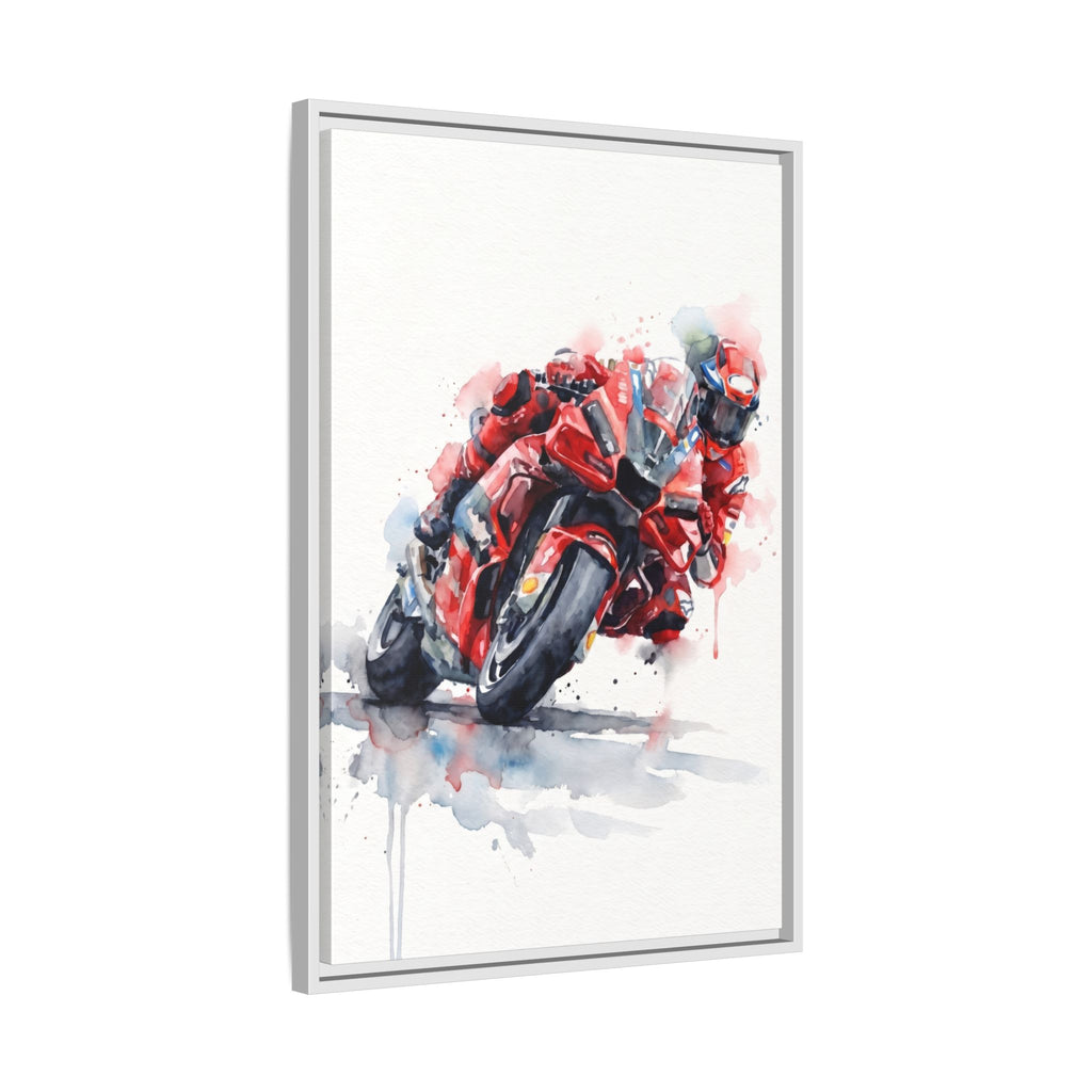 MotoGP Watercolor Print — Matte Framed Canvas