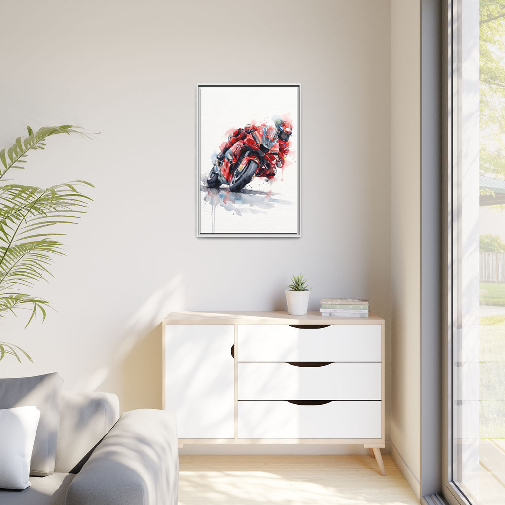 MotoGP Watercolor Print — Matte Framed Canvas