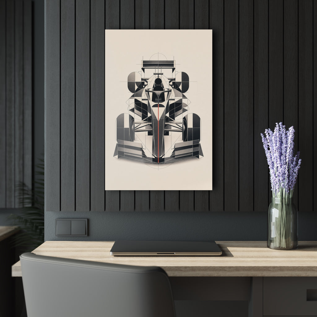 Acrylic Print — Geometric F1 Car Art (French Cleat Hanging)