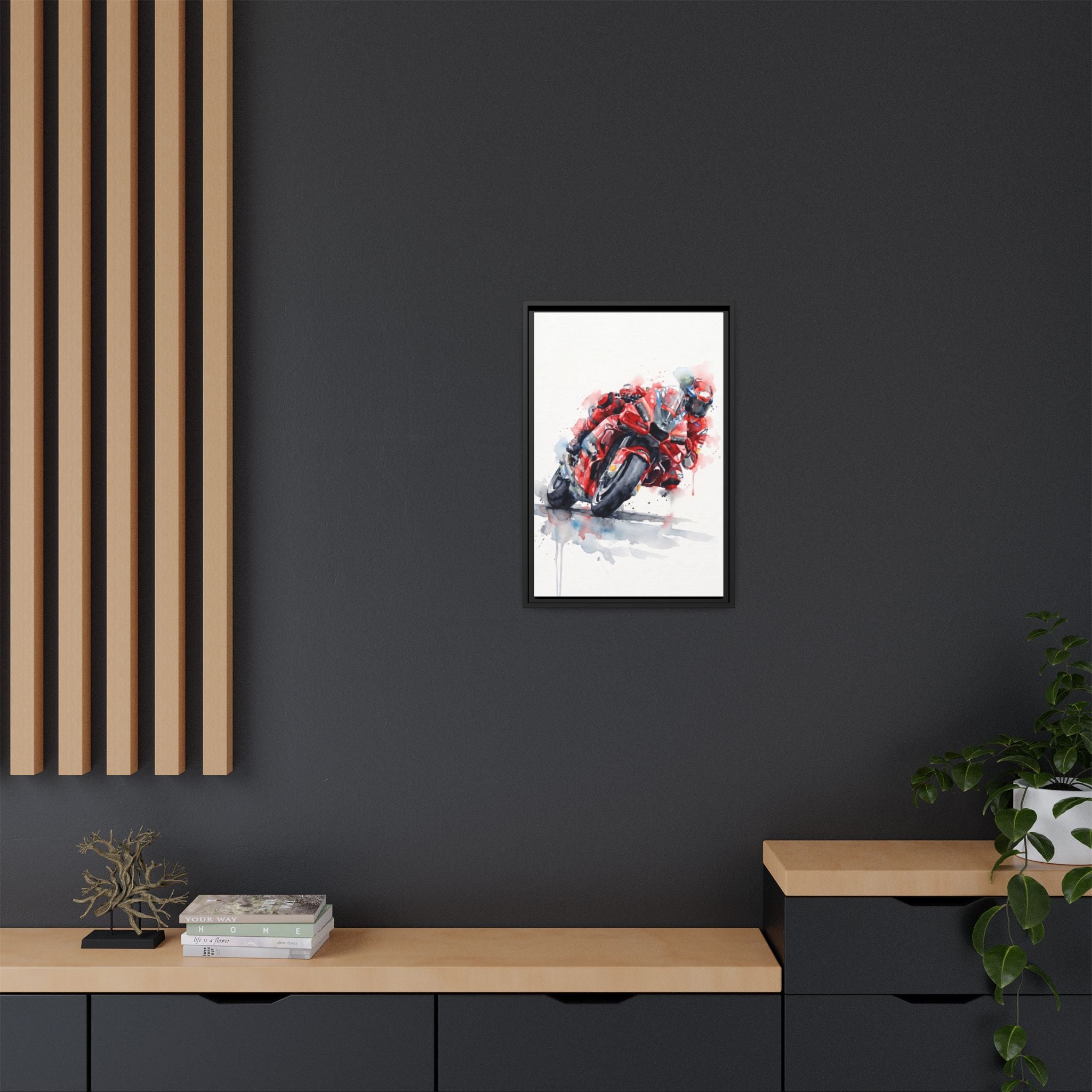 MotoGP Watercolor Print — Matte Framed Canvas
