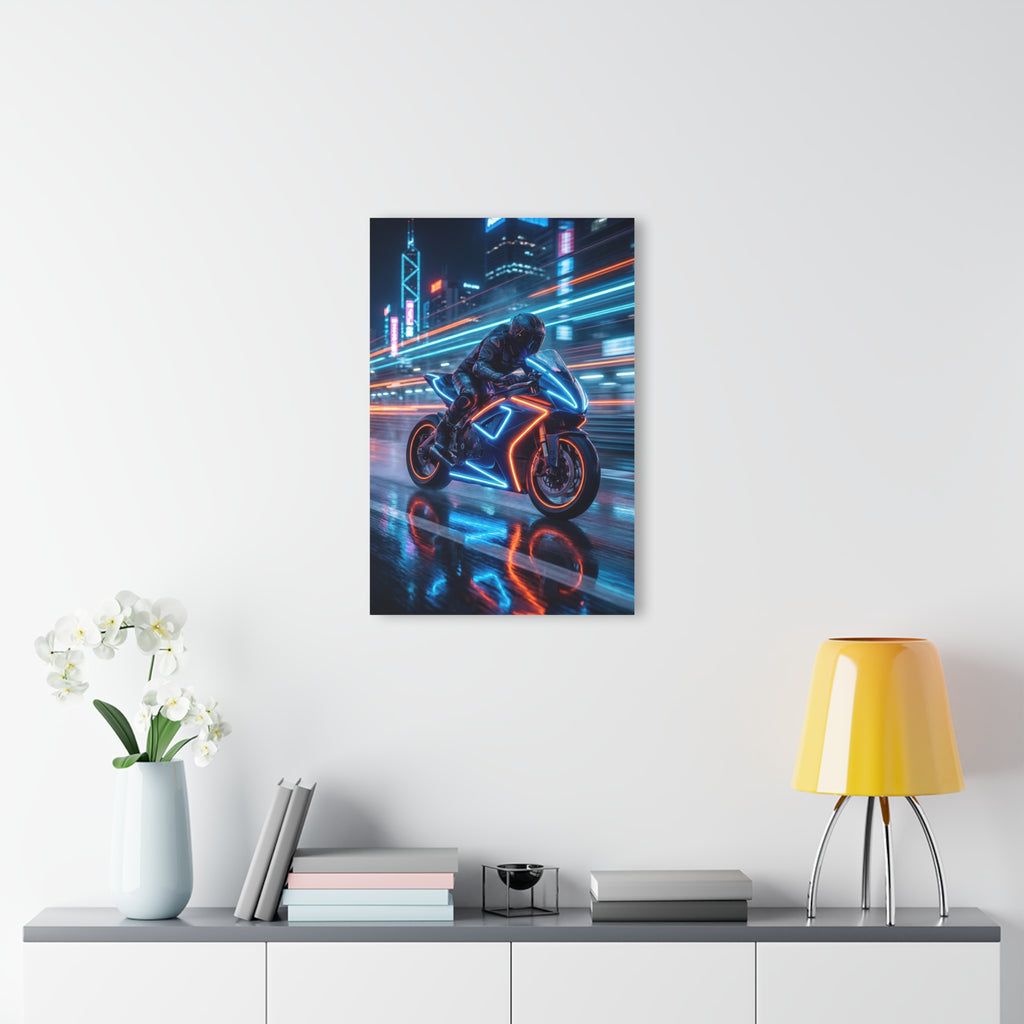 Neon Cyberbike Acrylic Print — Motorcycle Wall Art (French Cleat Hanging)