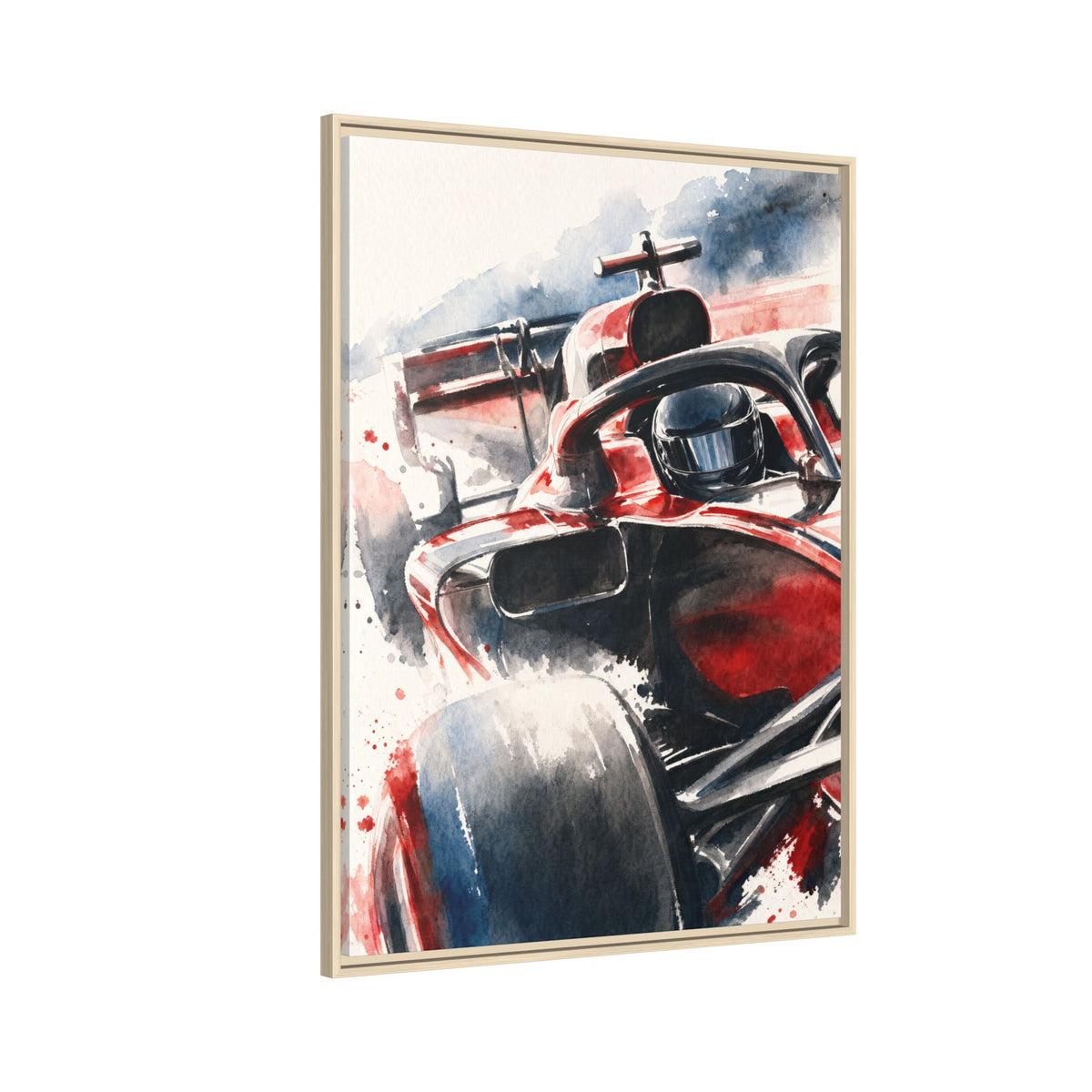 Framed Water Color F1 Car Canvas Print — Formula 1 Motorsport Wall Art