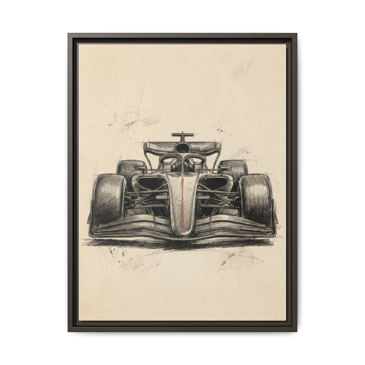 Hand-sketched F1 Race Car Matte Canvas Print — Framed Motorsport Wall Art
