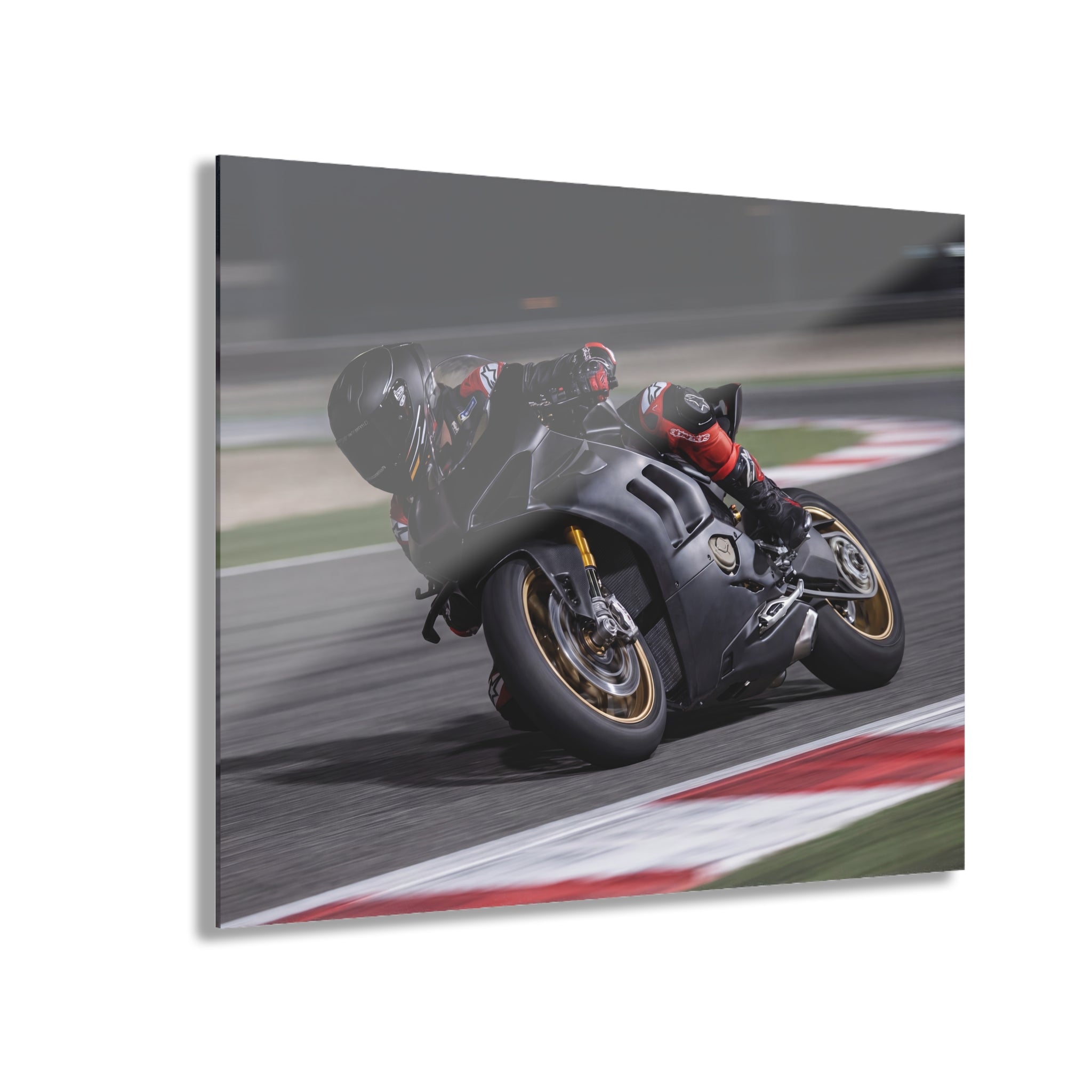 Moto Racer Action Acrylic Print (French Cleat Hanging)