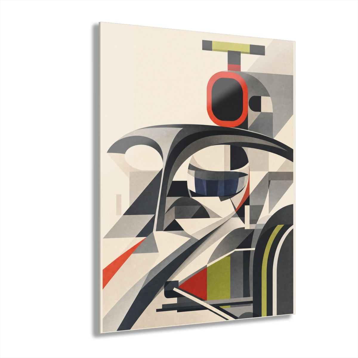 Modern F1 Car Acrylic Print — Geometric Motorsport Wall Art (French Cleat)