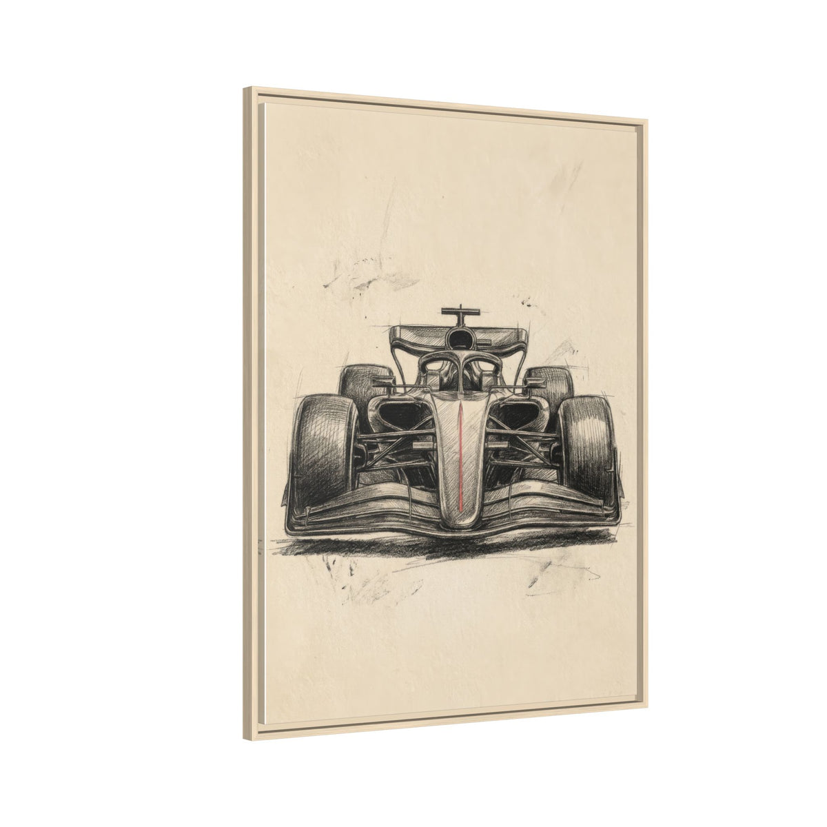 Hand-sketched F1 Race Car Matte Canvas Print — Framed Motorsport Wall Art