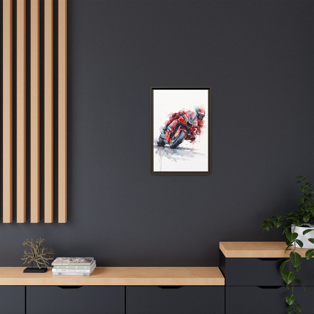 MotoGP Watercolor Print — Matte Framed Canvas
