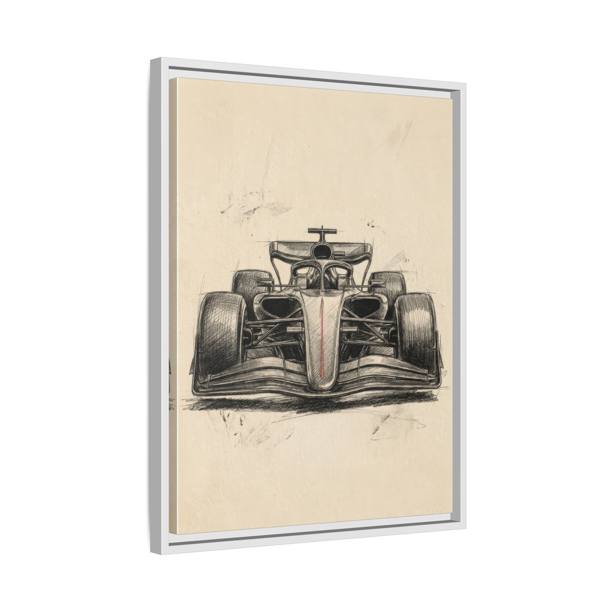 Hand-sketched F1 Race Car Matte Canvas Print — Framed Motorsport Wall Art