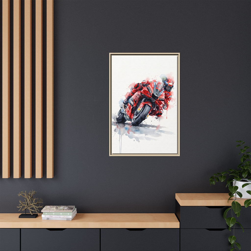 MotoGP Watercolor Print — Matte Framed Canvas