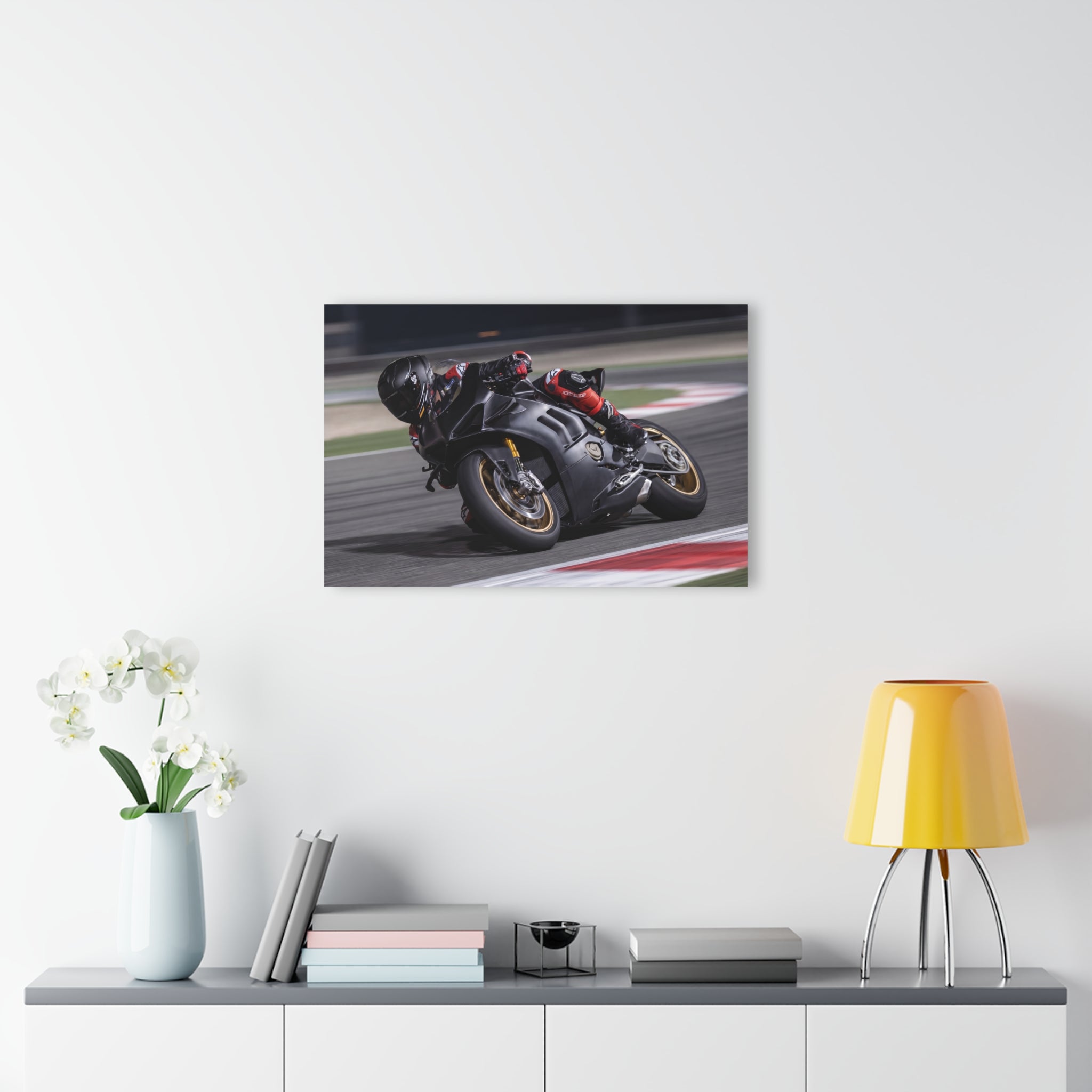 Moto Racer Action Acrylic Print (French Cleat Hanging)